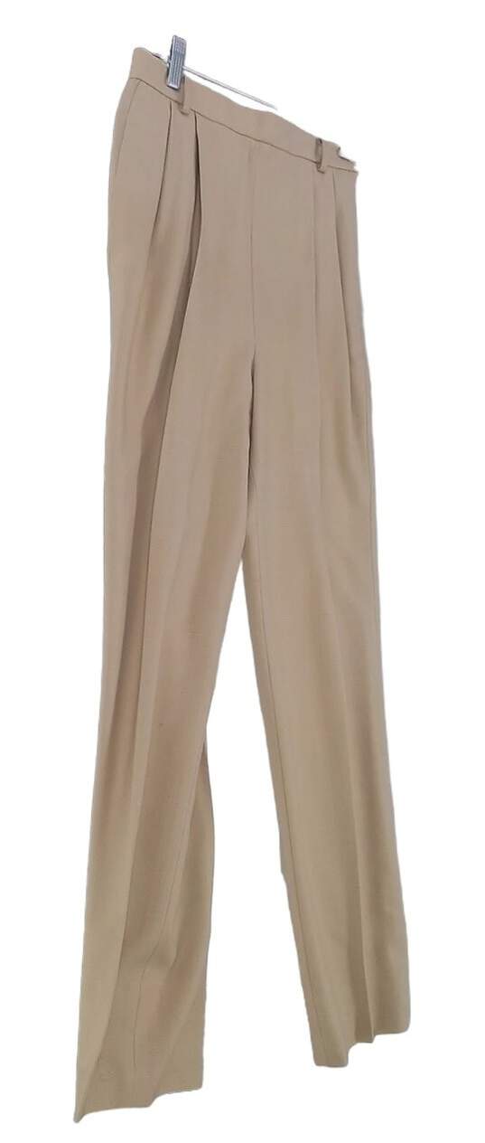 Womens Tan Pleated Front Straight Leg Pockets Formal Dress Pants image number 3