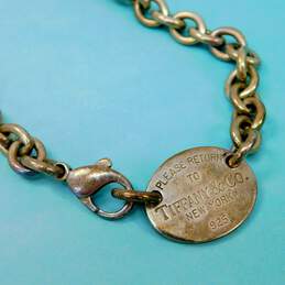 Tiffany & Co 925 Please Return To Oval Tag Pendant Cable Chain Coker Necklace 54g