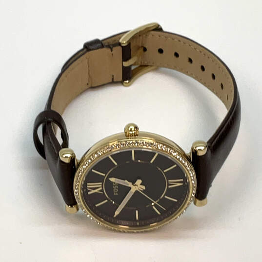Designer Fossil Carlie ES-4973 Gold-Tone Adjustable Strap Analog Wristwatch image number 2