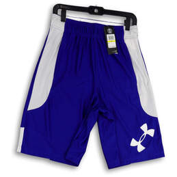 NWT Mens Blue White Flat Front Elastic Waist Athletic Shorts Size Medium