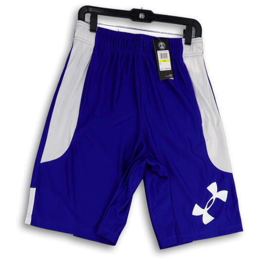 NWT Mens Blue White Flat Front Elastic Waist Athletic Shorts Size Medium image number 1