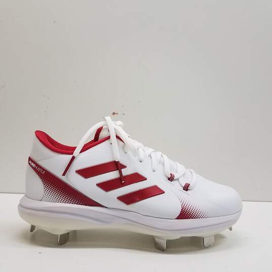 adidas Pure Hustle 2 White Red Softball Cleats Women's Size 8.5 image number 1