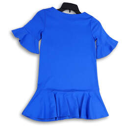 Womens Blue Ruffle Trim 3/4 Sleeve Regular Fit Pullover Mini Dress Size 8 alternative image