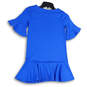 Womens Blue Ruffle Trim 3/4 Sleeve Regular Fit Pullover Mini Dress Size 8 image number 2