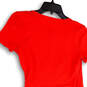 NWT Womens Red Knitted Short Sleeve Waist Tie Knee Length Wrap Dress Sz XXS image number 4