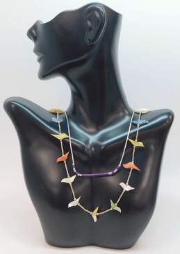Artisan Silvertone Southwestern Mother of Pearl Shell Bird Fetish & Purple Beaded Liquid Silver Necklaces Variety 14.2g