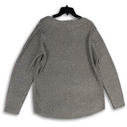 NWT Womens Gray Sequin Long Sleeve Round Neck Pullover Sweater Size Medium alternative image