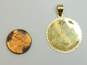 14K Gold Personalized & Monogram Etched Flower & Leaves Circle Pendant 4.7g image number 5