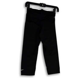 Womens Black Flat Front Elastic Waist Pull-On Capri Leggings Size Small alternative image