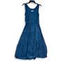 Sonoma Womens Blue Sleeveless Round Neck Tiered Long A-Line Dress Size S image number 1