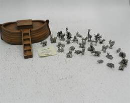VTG 1980's Hudson Pewter Noah's Ark Display w/ Noah and Animal Figurines
