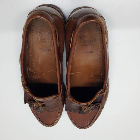 VTG. Mn Allen Edmonds Nashua Tassel Brown Leather Loafers Sz Approx. 11.5 In. Heel Toe image number 4