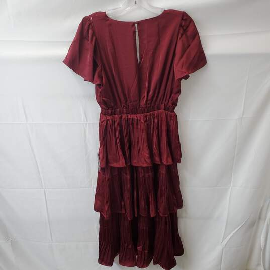 Women's Red Lulus Short Sleeve V Neck Ruffled Maxi Dress Size S image number 7