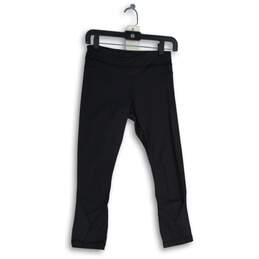 Womens Black Elastic Waist Zipper Pocket Pull-On Cropped Leggings Size 4