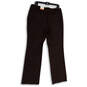 NWT Womens Brown Flat Front Straight Leg Regular Fit Dress Pants Size 11/12 image number 2