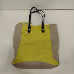 Womens Yellow Vegan Leather Open Top Inner Pockets Double Handle Tote Bag alternative image