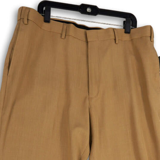 NWT Mens Brown Flat Front Slash Pockets Straight Leg Dress Pants Size 40 M image number 3