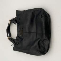 DKNY Womens Black Leather Buckle Inner Zipper Pocket Top Handle Bag Purse