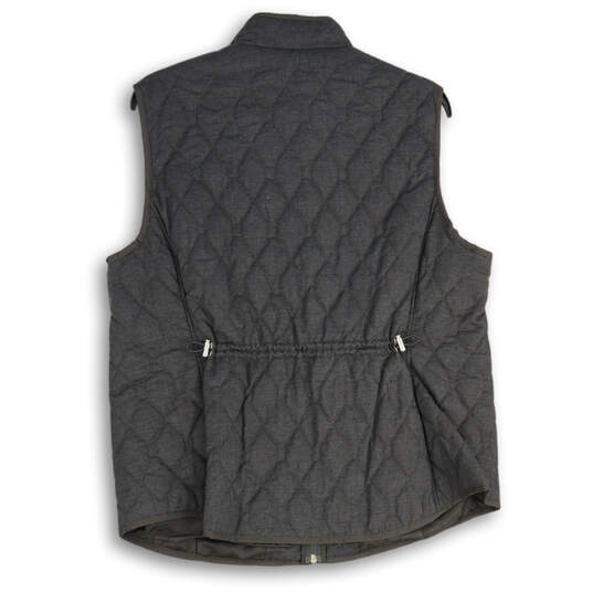 NWT Womens Gray Sleeveless Mock Neck Full-Zip Quilted Vest Size Large image number 2