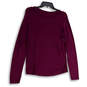 Womens Purple Round Neck Stretch Long Sleeve Pullover T-Shirt Size Large image number 2