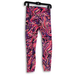 Womens Pink Purple Abstract Elastic Waist Pull-On Ankle Leggings Size Small alternative image