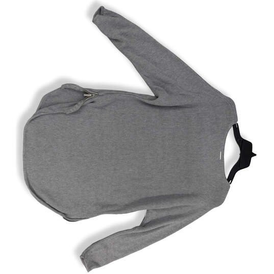 Womens Gray Long Sleeve Side Zip Round Neck Pullover Sweater Size Large image number 2