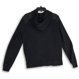 Women Black Long Sleeve Flap Pocket Hooded Jacket Size Medium alternative image