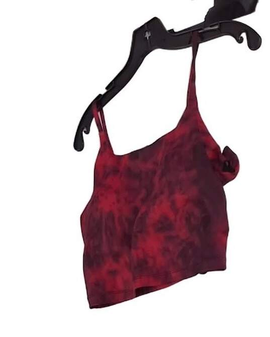 NWT Womens Red Black Tie Dye Spaghetti Strap Wireless Sports Bra Size Medium image number 3