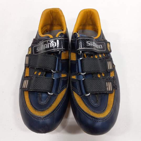 Mens Blue Black Synthetic Hook And Loop Low Top Almond Toe Cycling Shoes Size 7 image number 1