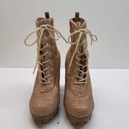 Wild Diva Veronica Rhinestone Glitter Chunky Heel Boots Shoes Size 7 B image number 6
