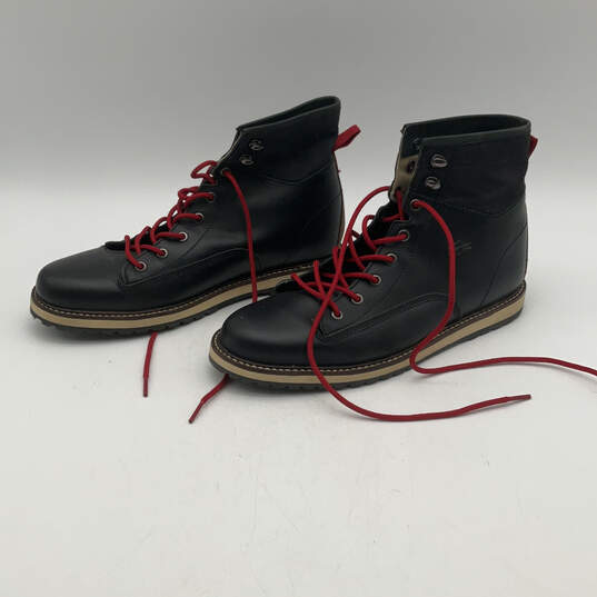 Mens Monserate 2 Black Red Leather Lace Up Round Toe Ankle Boots Size 9 image number 4