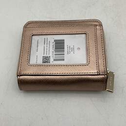NWT Womens Rose Gold Leather Card Holder Classic Zip-Around Wallet alternative image