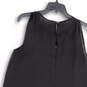 Womens Black Pleated Hem Round Neck Sleeveless Back Button Mini Dress Sz 14 image number 4