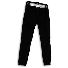 Womens Black Denim Dark Wash Pockets Stretch Skinny Jeans Size 27