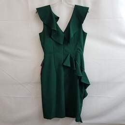 Gianni Bini Green Brittany Ruffle Statement Shoulder V-neck Dress Size 4 alternative image