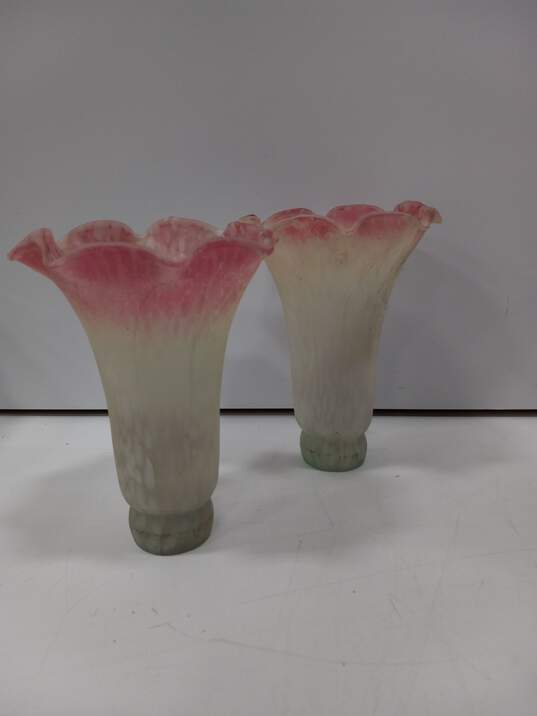 4 Lily Tulip Frosted Pink Glass Lamp Shades image number 3