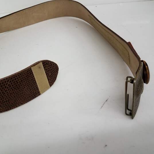 Leather Belt w/ Stone, Metal, Wood Buckle image number 2