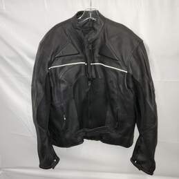 Unbranded Black Full Zip Leather Jacket W/Padding Size L