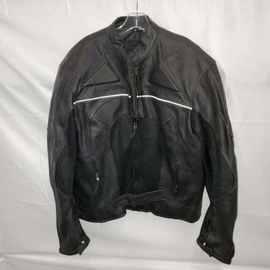 Unbranded Black Full Zip Leather Jacket W/Padding Size L image number 1