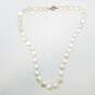 Silver Tone Pearl Button 22 In Necklace 41.4g image number 3