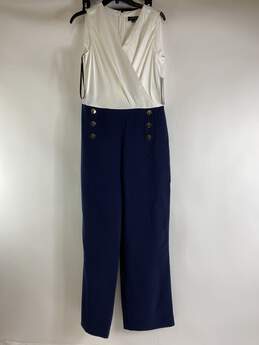 Tahari Women Blue White Sleeveless Jumpsuit 8 NWT