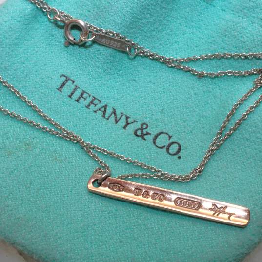 Tiffany & Co. Sterling Silver 1837 Bar Pendant Necklace - 2.55g image number 6