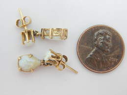 14K Yellow Gold Opal Drop Earrings 2.4g alternative image