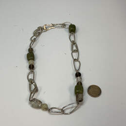 Designer Silpada 925 Sterling Silver Serpentine Stone Link Chain Necklace alternative image