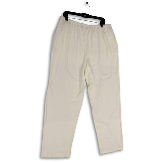 Womens White Elastic Waist Flat Front Straight Leg Ankle Pants Size XL image number 2