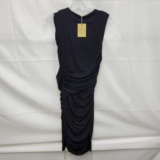 NWT Torn By Ronny Kobo WM's Black Ruched Bodycon Midi Dress Size SM image number 2