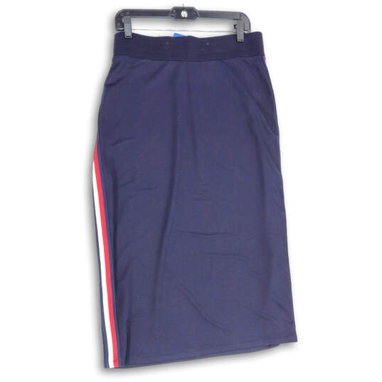 NWT Womens Blue Elastic Waist Drawstring Straight & Pencil Skirt Size L image number 2