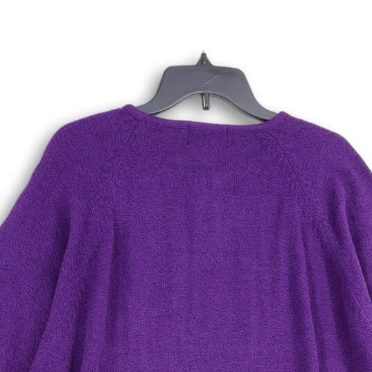 NWT Womens Purple Tight-Knit Long Sleeve Henley Sweater Size 2X image number 4