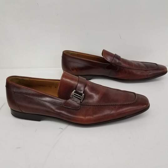 Magnanni Brown Leather Loafers Size 12 image number 2