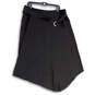 Womens Black Flat Front Slash Pocket Belted Hi-Low Hem A-Line Skirt Size XL image number 1